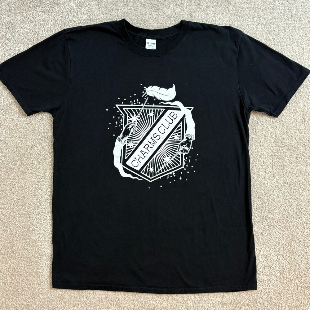 Gildan Charms Club Graphic‎ Print T-Shirt Short Sleeve Black XL